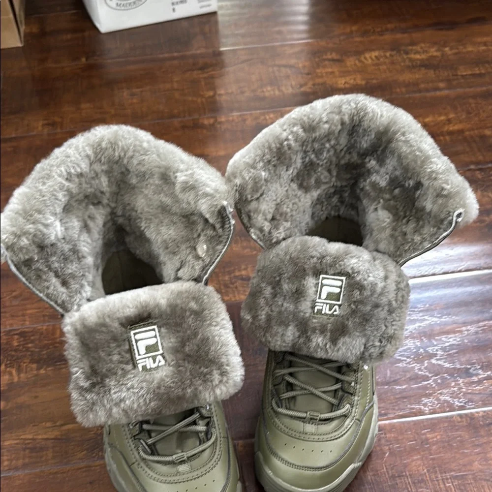 Fila Winter Boots w/Shearling Lining-Olive Green Women’s Size 5.5 3HM00558-300 - Picture 4 of 11